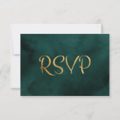 Elegante Grünpflanzen und Gold Minimalistisch RSVP Karte (Rückseite)