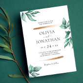 Elegante Grünpflanzen und Minimalistische Hochzeit Einladung