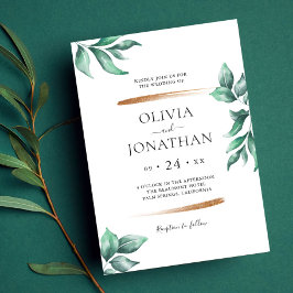 Elegante Grünpflanzen und Minimalistische Hochzeit Einladung