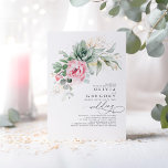 Elegante Grünpflanzen und rosa Blume Hochzeit Einladung<br><div class="desc">Romantische,  elegante und einzigartige Goldschmuck Grünpflanzen und rosa Blume Hochzeitsfeiern</div>