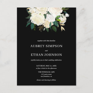 Elegante Grünpflanzen Weiße Blume Hochzeit Einladungspostkarte