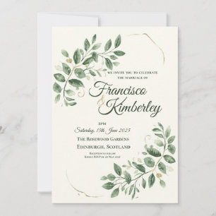 Elegante Grüntöne Gold Botanisch Schrift Persönlic Einladung