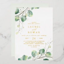 Elegante Grünzeug-Casual-Goldfolien-Hochzeit
