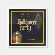 Elegante Gruselige Schwarze Gold Laterne Halloween