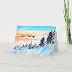 Elegante Grußkarte mit den Bergen im Schnee Karte