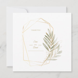 Elegante Grußkarte mit Grün und goldener Geometrie Dankeskarte