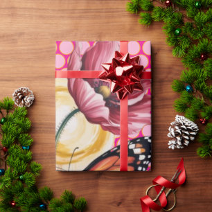 Elegante Grußkarte mit Wasserfarben-Blumen Geschenkpapier