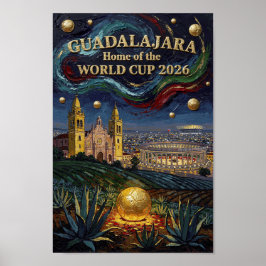 Elegante Guadalajara Fußballkunst 2026 Stadion Poster