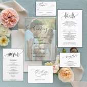 Elegante guión negro y blanco Boda simple RSVP Karte