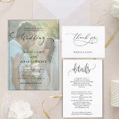 Elegante guión negro y blanco Boda simple RSVP Karte