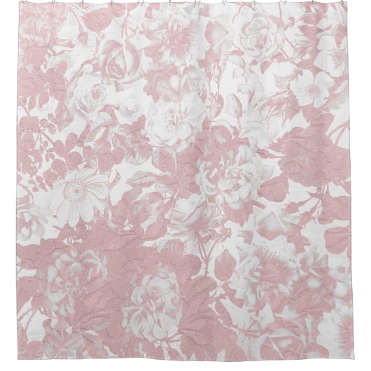 Elegante, gürmisch-trendige rosa Korallenblütenspi Duschvorhang (Vorderseite)