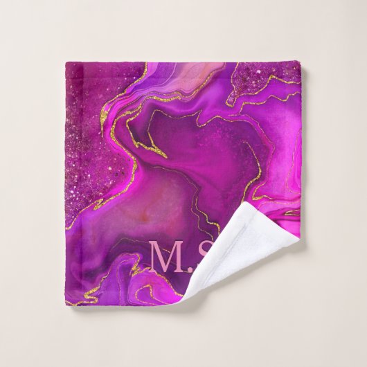 Elegante gürtelige Imitate Glitzer Marmor Art Mono Badhandtuch Set (Waschlappen)