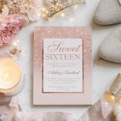 Elegante gürtelige Rose Gold Glitzer Chic Sweet 16 Einladung