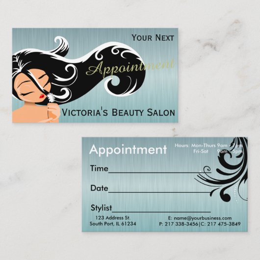 Elegante Haar-Stylist-Verabredungs-Karten Terminkarte (Vorne/Hinten)