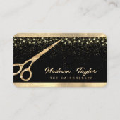 Elegante Haar Treppe Friseur Goldene Schere Visitenkarte (Vorderseite)