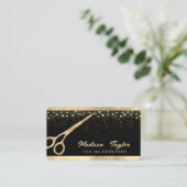 Elegante Haar Treppe Friseur Goldene Schere Visitenkarte (Stehend Vorderseite)