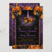 Elegante Halloween-Blume Einhorn Sweet 16 Einladung (Vorne/Hinten)