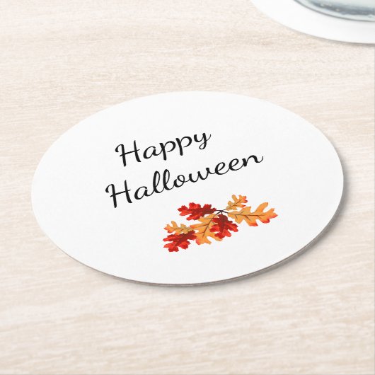 Elegante Halloween Fall Foliage Red Orange Blätter Runder Pappuntersetzer (Angewinkelt)