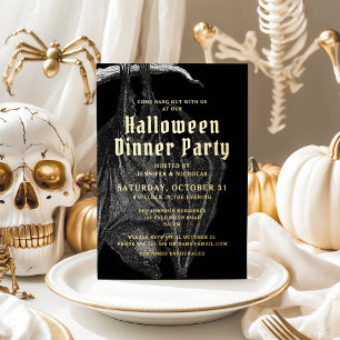 Elegante Halloween-Goldfolien-Dinnerparty Folieneinladung