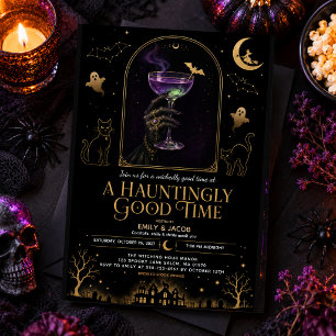 Elegante Halloween-Hexen-Cocktailparty Einladung