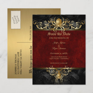 Elegante Halloween-Hochzeit 'Save the Date' Postka Ankündigungspostkarte