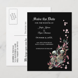 Elegante Halloween-Hochzeitspostkarte zum Speicher Ankündigungspostkarte