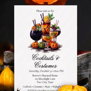 Elegante Halloween-Kostüme und Cocktail-Einladung Einladung