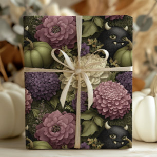 Elegante Halloween-Monster und Kürbis in Lila Geschenkpapier