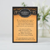 Elegante Halloween Orange & Black Wedding Details Einladung (Stehend Vorderseite)
