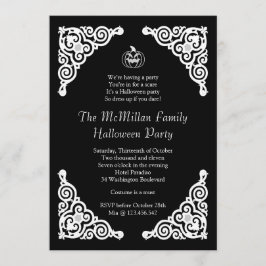 Elegante Halloween-Party-Schwarzweiss-Einladung Einladung
