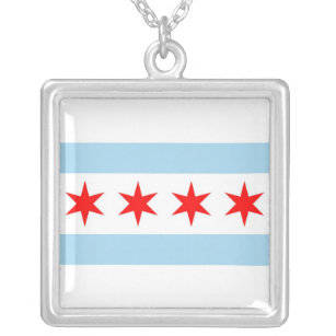 Elegante Halskette mit Flagge von Chicago,