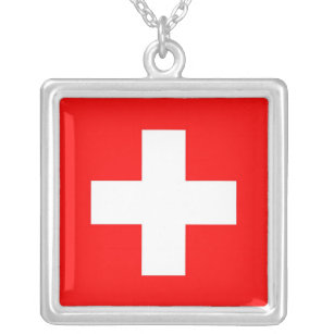 Elegante Halskette mit Flagge von der Schweiz