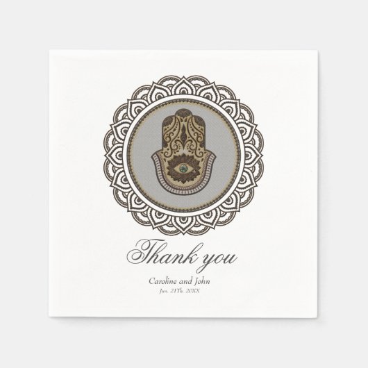 Elegante Hamsa Hand, das Symbol der Hand von Fati Serviette (Vorderseite)