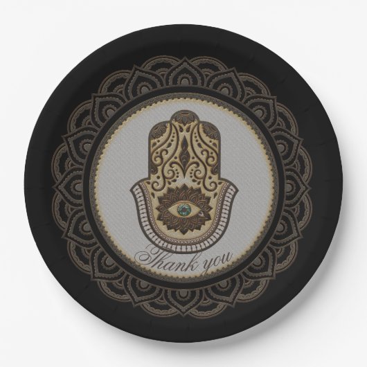 Elegante Hamsa Hand Pappteller (Vorderseite)