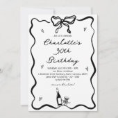 Elegante Hand Drawn 30. Geburtstag Einladung (Vorderseite)