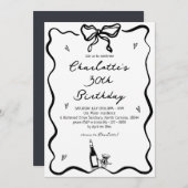 Elegante Hand Drawn 30. Geburtstag Einladung (Vorne/Hinten)