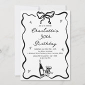 Elegante Hand Drawn 30. Geburtstag Einladung (Vorderseite)