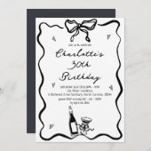 Elegante Hand Drawn 30. Geburtstag Einladung (Vorne/Hinten)