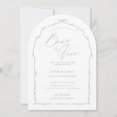 Elegante Hand Drawn Blue Bow & Ribbon Arch Wedding Einladung (Vorderseite)