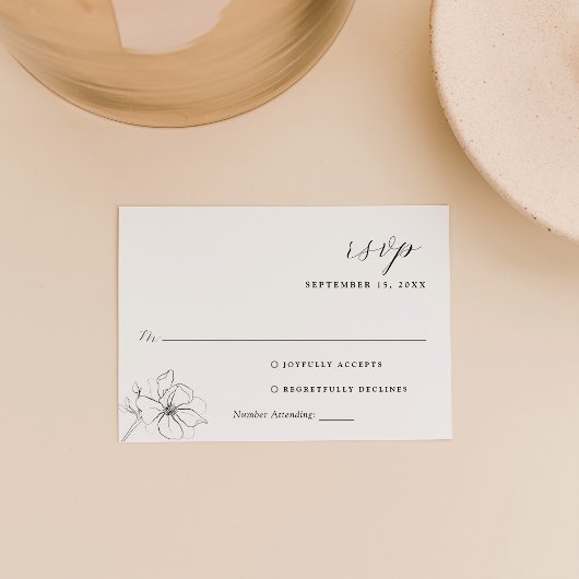 Elegante Hand Drawn Botanical RSVP Card