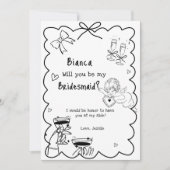 Elegante Hand Drawn Bridesmaid Vorschlag Card Einladung (Vorderseite)