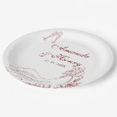 Elegante Hand Drawn Couple Wedding Pappteller (Schrägansicht)