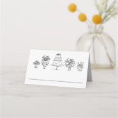 Elegante Hand Drawn Doodles Scribbles Wedding Part Platzkarte (Rückseite)