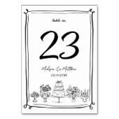 Elegante Hand Drawn Doodles Scribbles Wedding Part Tischnummer (Vorderseite)