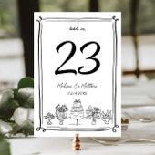 Elegante Hand Drawn Doodles Scribbles Wedding Part Tischnummer