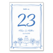 Elegante Hand Drawn Doodles Scribbles Wedding Part Tischnummer (Vorderseite)