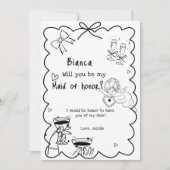 Elegante Hand Drawn Trauzeugin Vorschlag Card Einladung (Vorderseite)