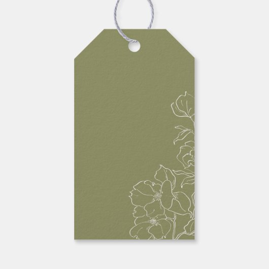 Elegante Hand gezeichnet Blütengrün danke Geschenkanhänger (Rückseite)