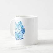 Elegante Hand gezeichnete 10 blaue Kaffeetasse (Vorderseite Links)