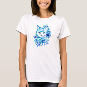 Elegante Hand gezeichnete 10 blaue T-Shirt